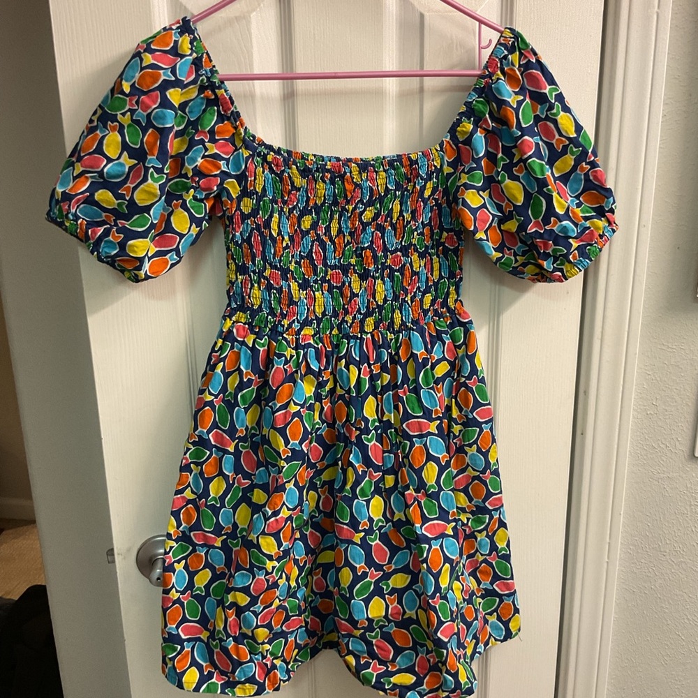 Compania fantastica hake print smocking pockets small mini dress small nwt - Picture 2 of 9